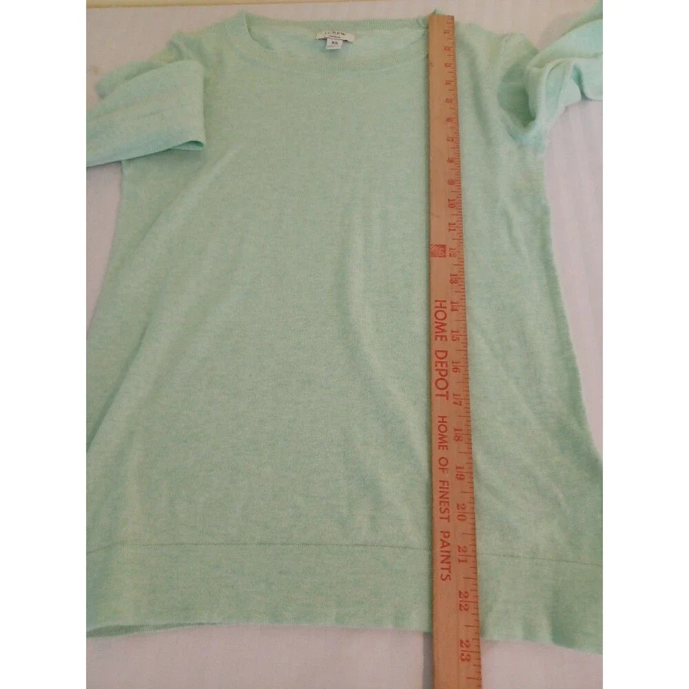 J. Crew mint green cotton Teddie sweater womens XS lightweight minimalist pastel